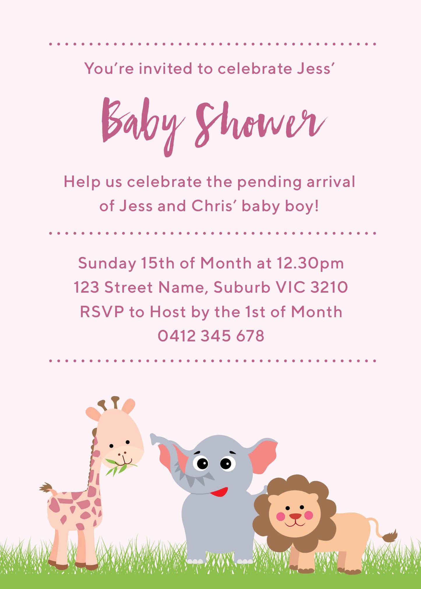Zoo Baby Shower Invitation