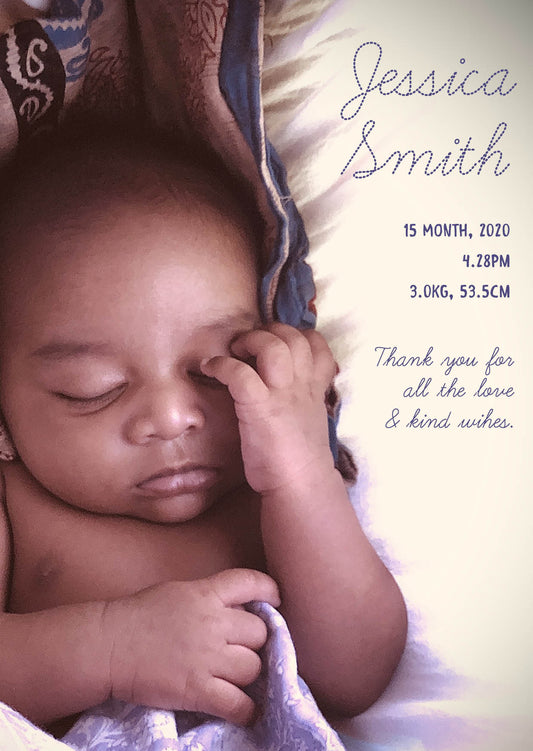 Cursive Birth Announcement