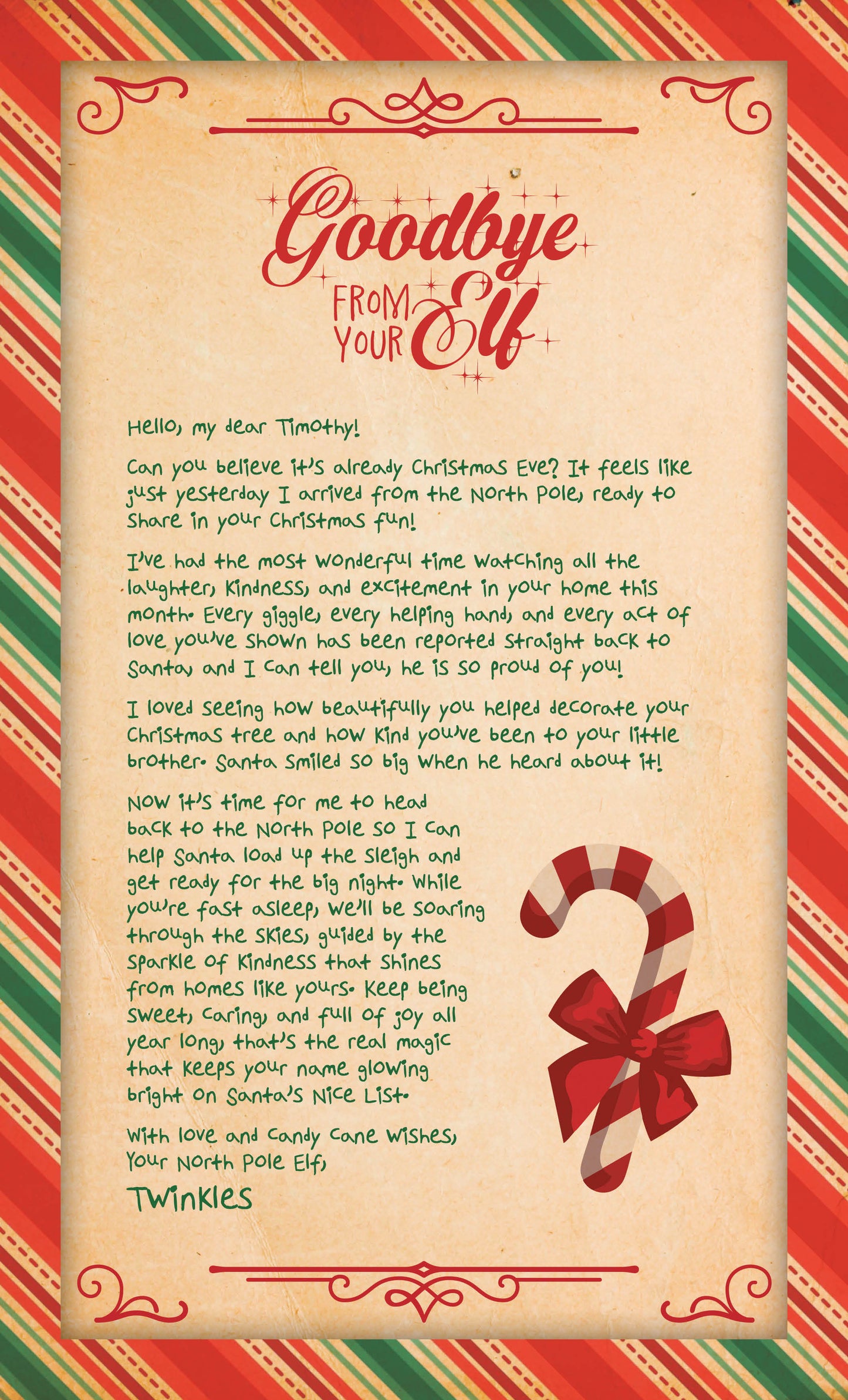 Goodbye Letter from your Elf on the Shelf